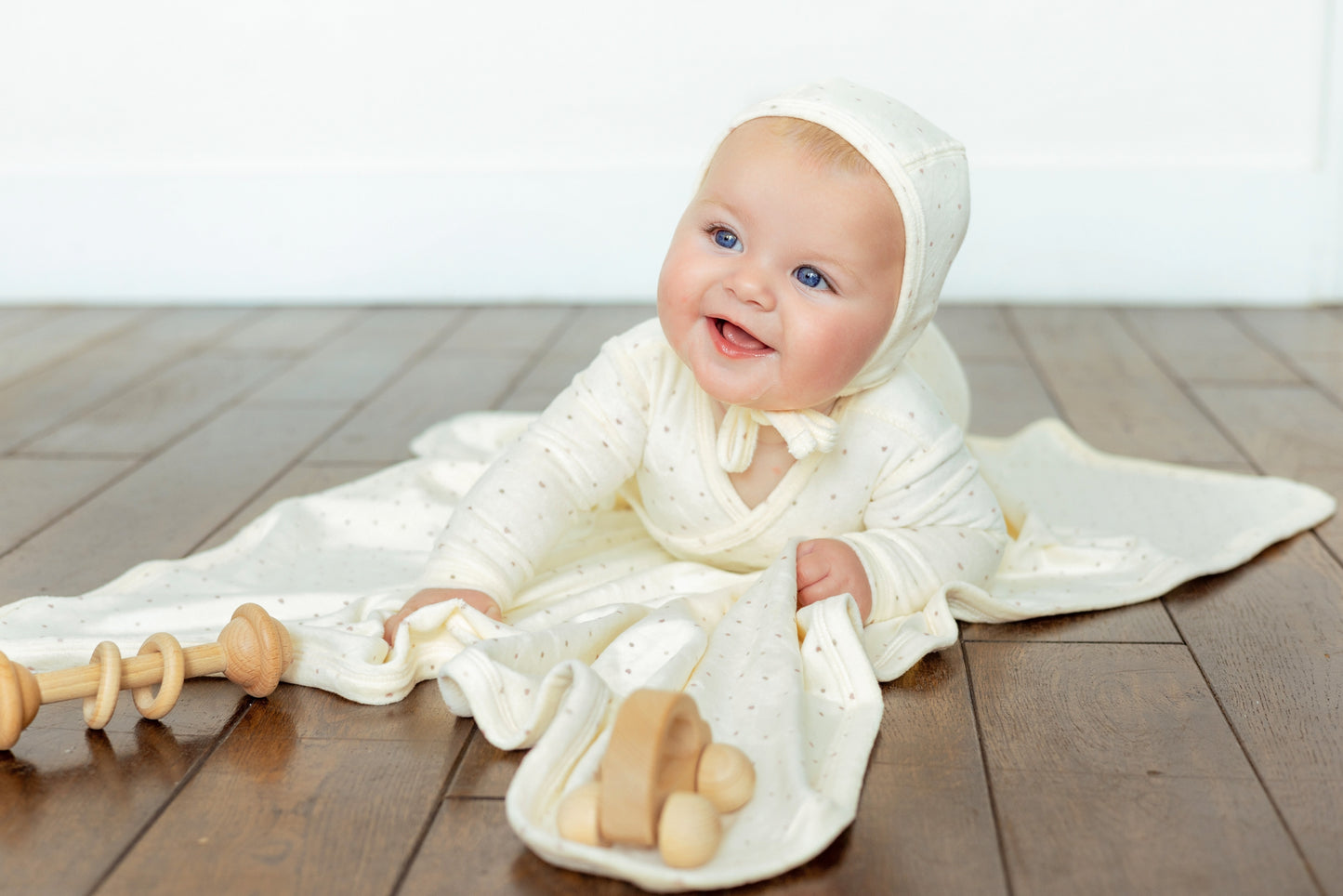 Velour Dot Pattern Wrap Footie