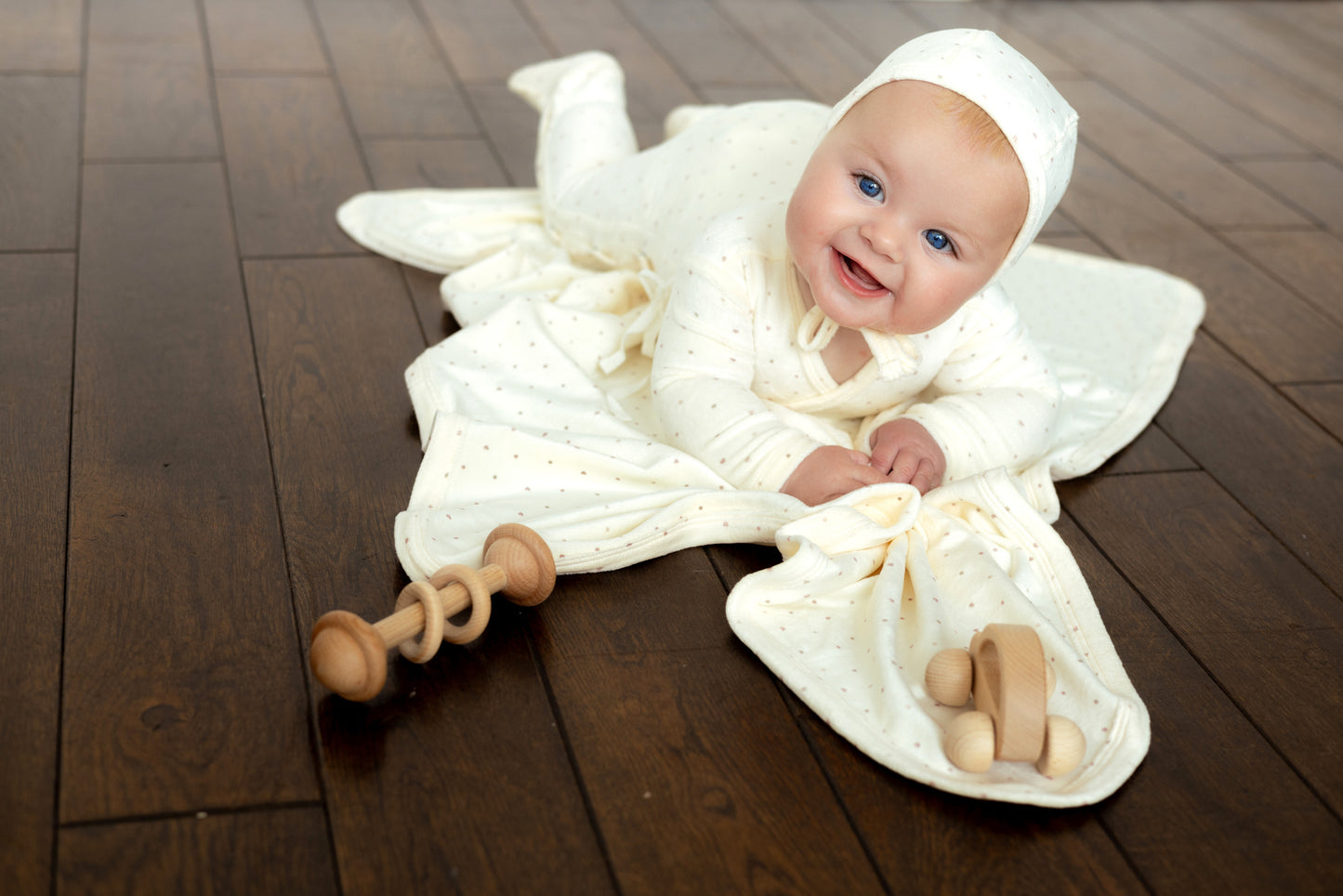 Velour Dot Pattern Wrap Footie