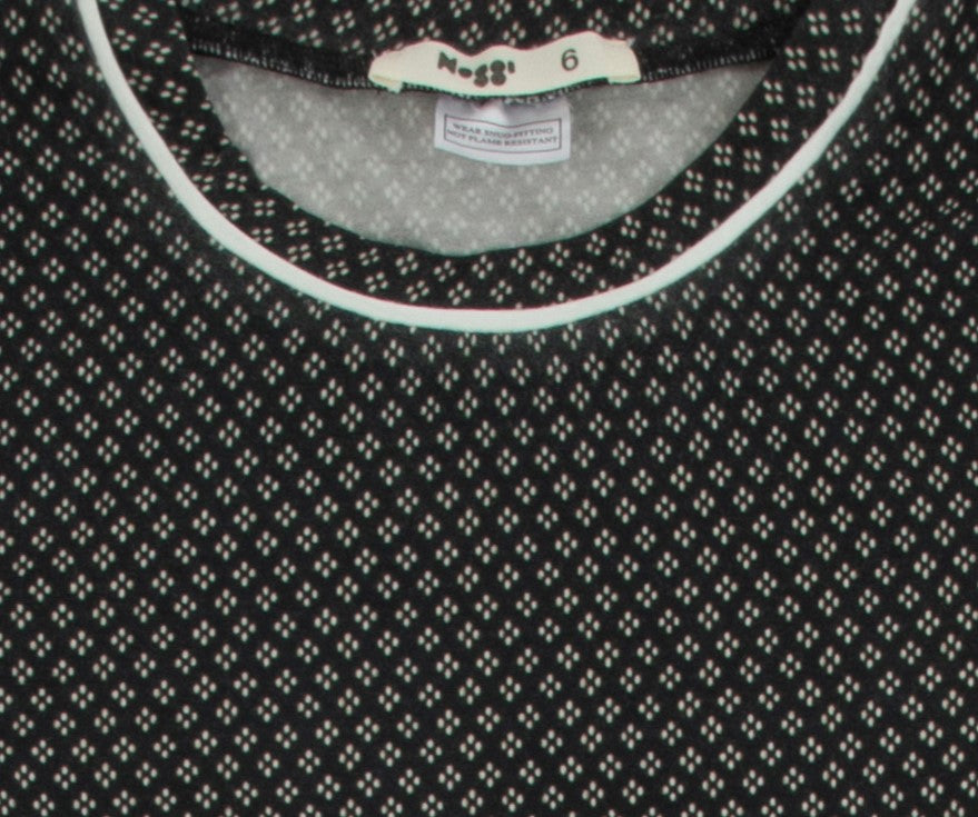 Black Printed Bamboo Loungewear Set, Crewneck