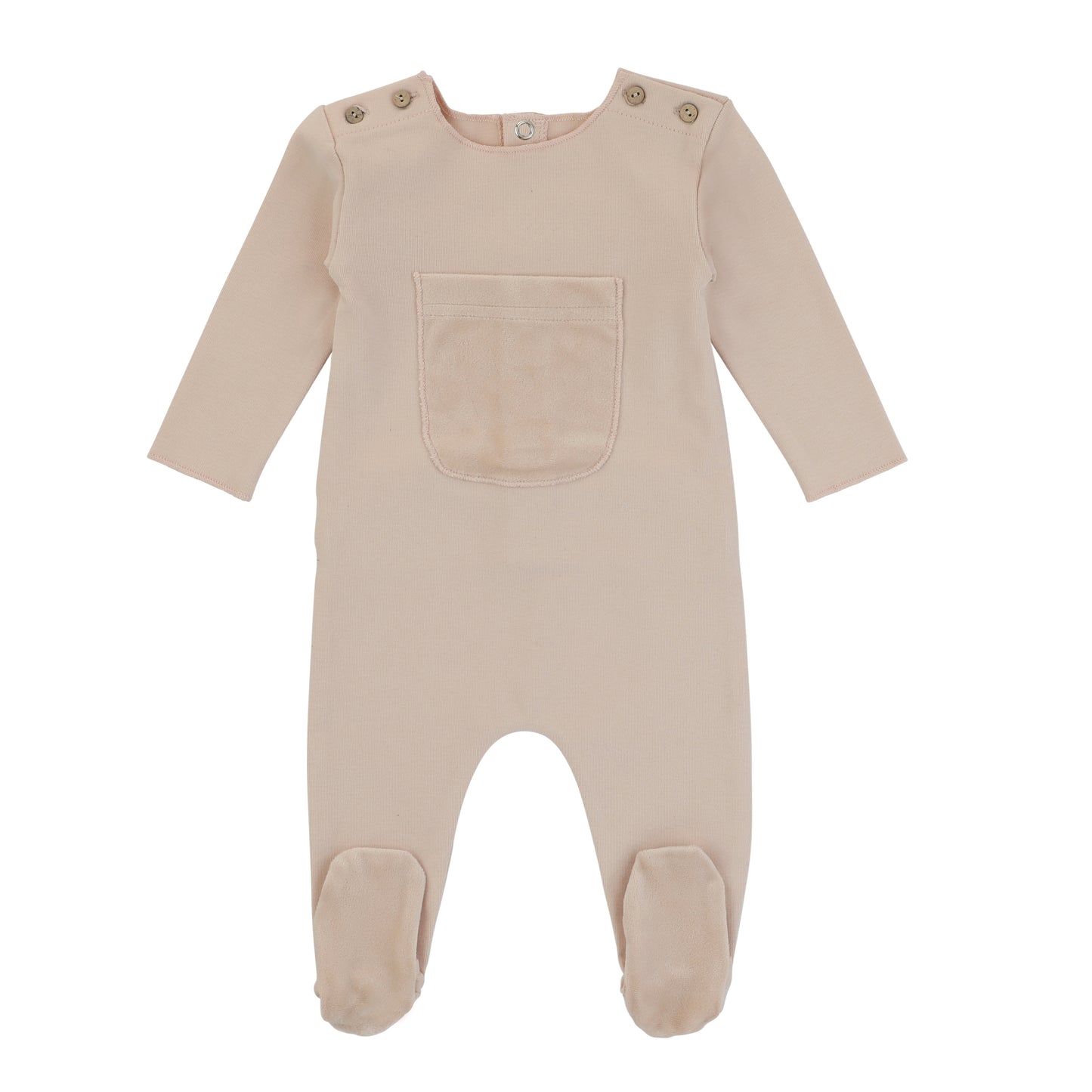 Footie with Velour Pocket, Mauve