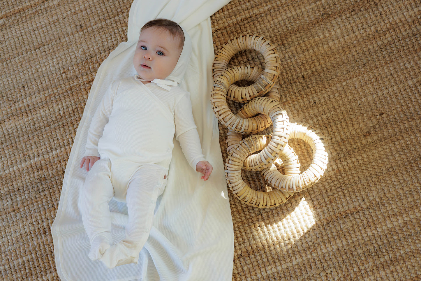 Bamboo Ribbed Blanket-Ivory