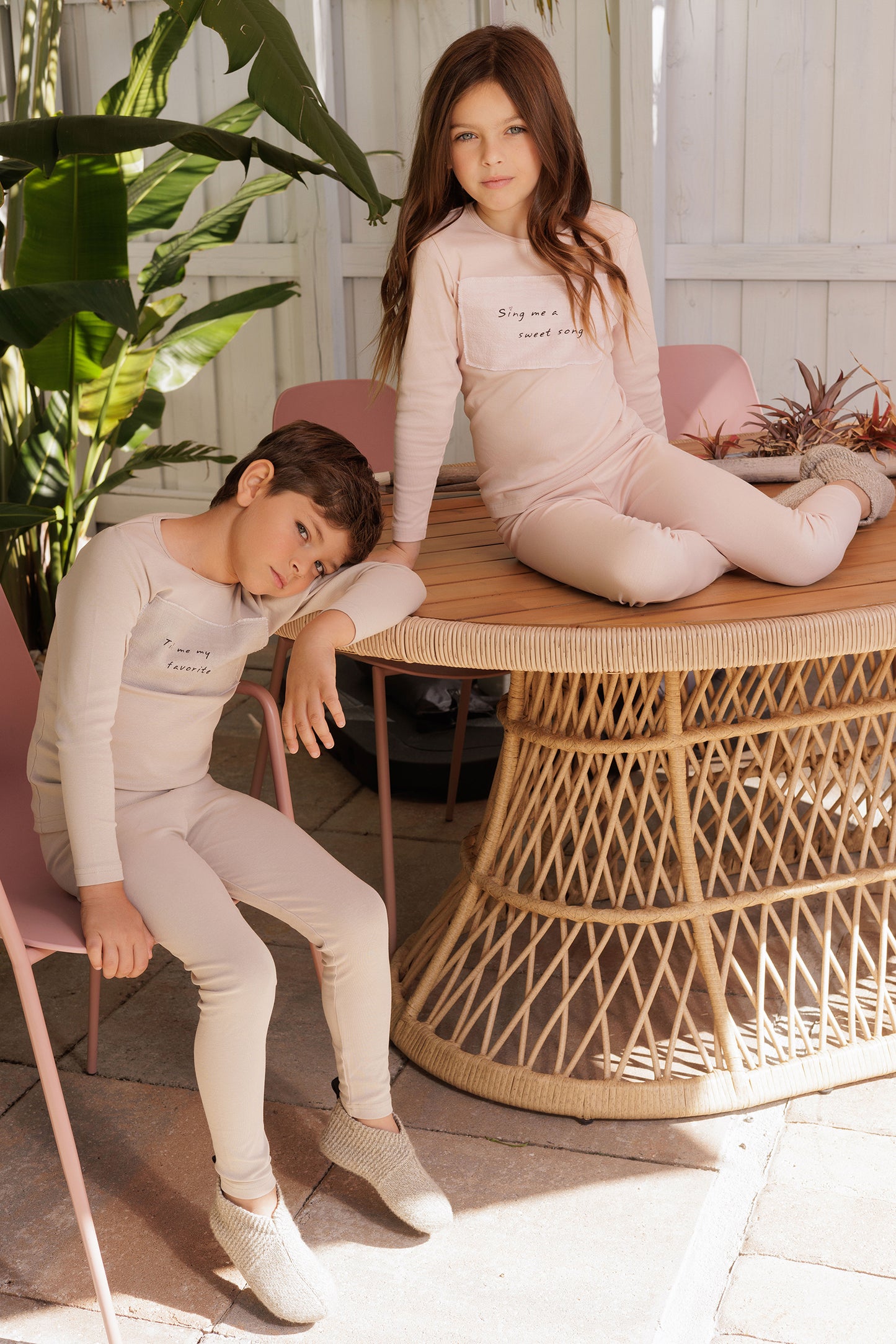 Girls Linen Patch Loungewear Set
