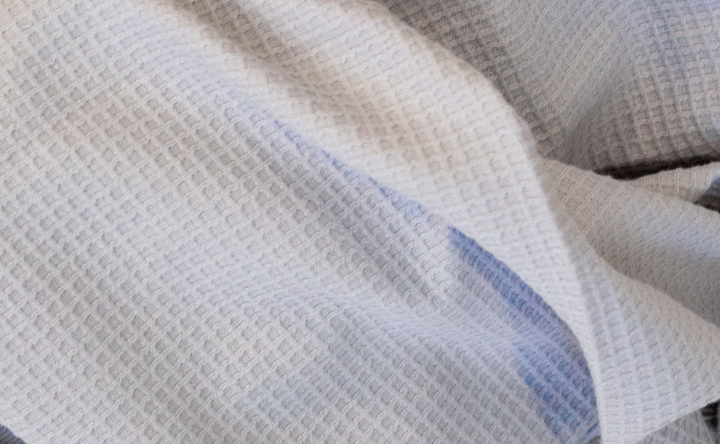 Lil Love Embroidered Waffle Blanket, Sky