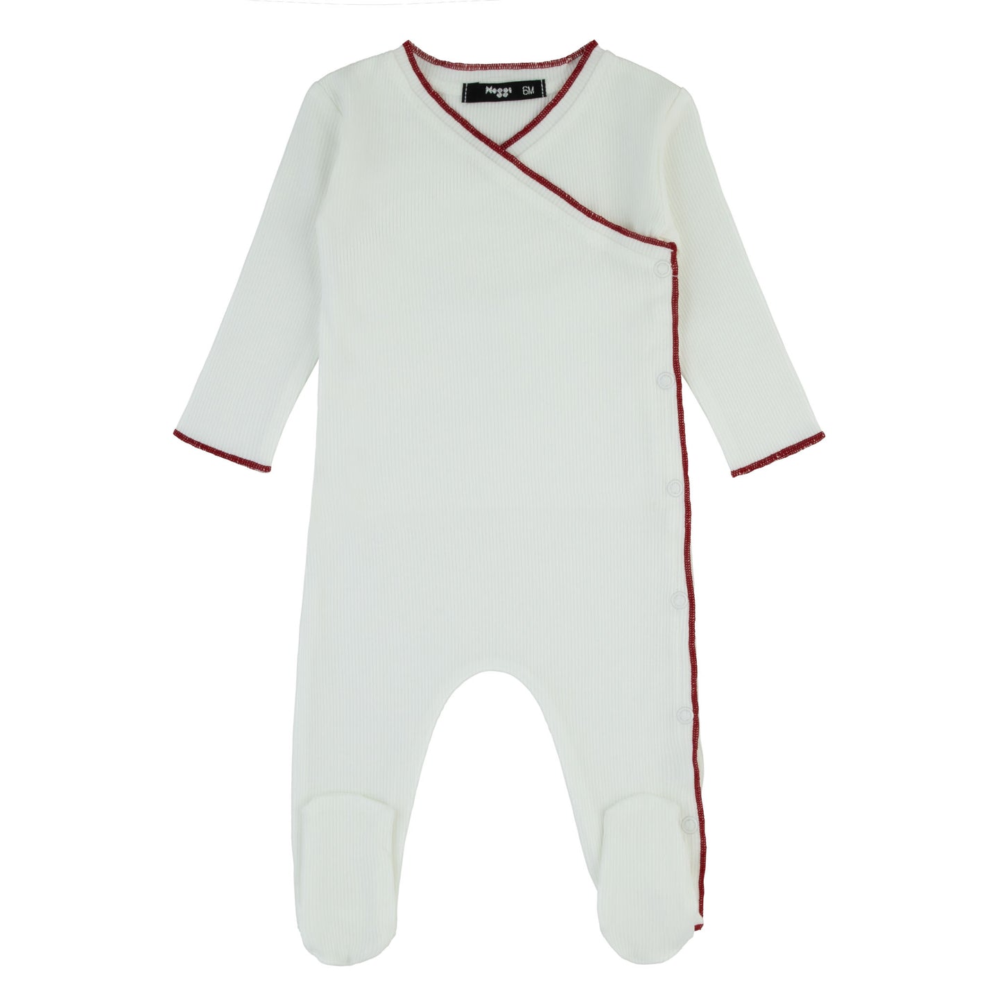 Bamboo Ribbed Kimono Footie-Red