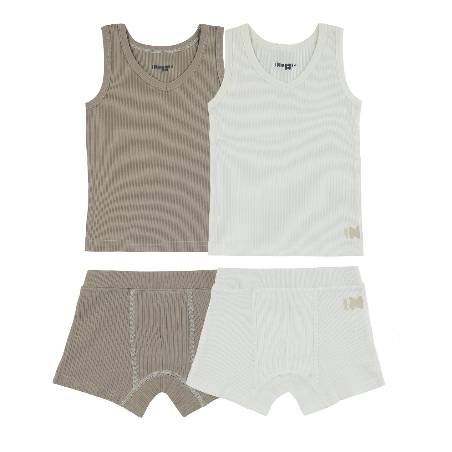 Ribbed Taupe + White (2 Sets)