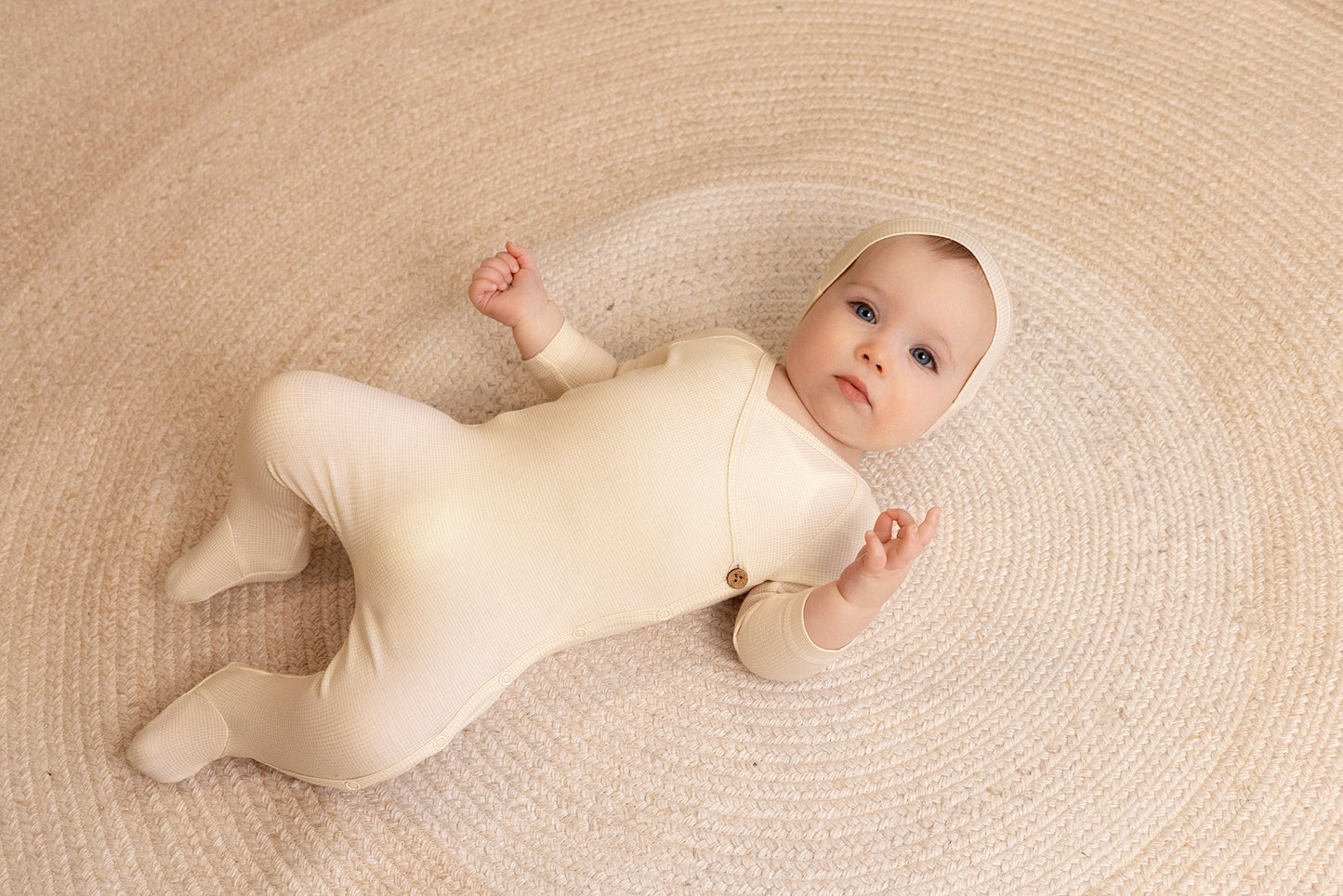 Bamboo Ribbed Striped Wrap Footie And Beanie