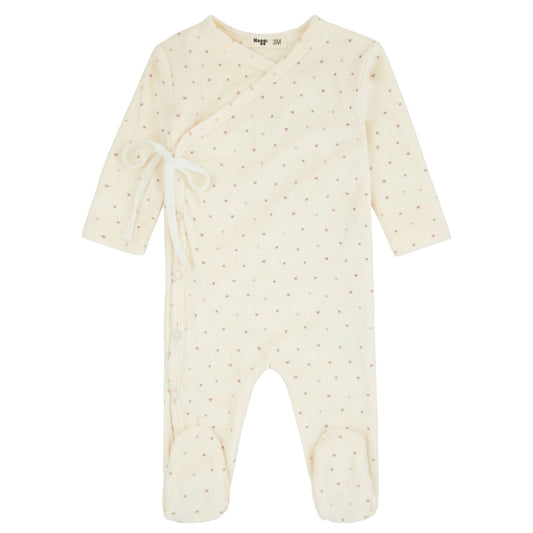 Velour Dot Pattern Wrap Footie