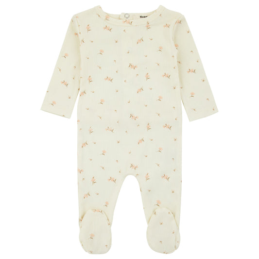 Bamboo Ribbed Floral Footie