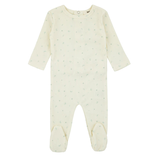 Bamboo Ribbed Floral Footie