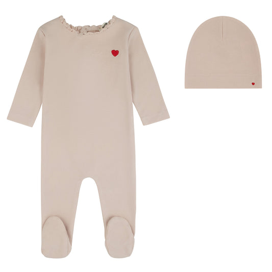 Bebe Heart Footie And Beanie, Girls