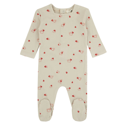 Bamboo Heart Printed Footie, Girls
