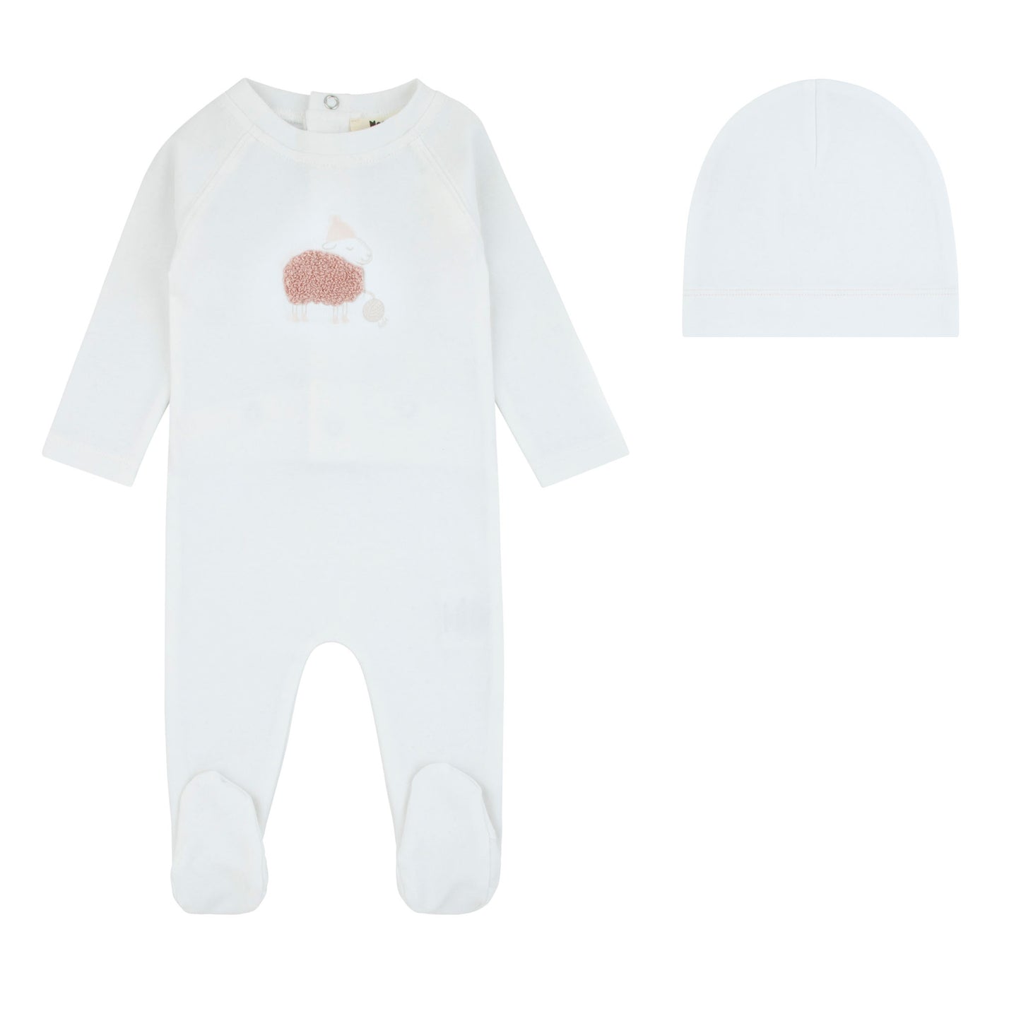 Fuzzy Sheep Footie And Beanie
