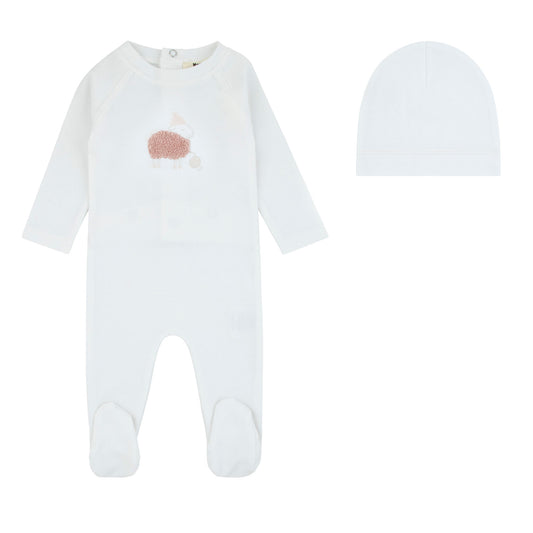 Fuzzy Sheep Footie And Beanie, Girls