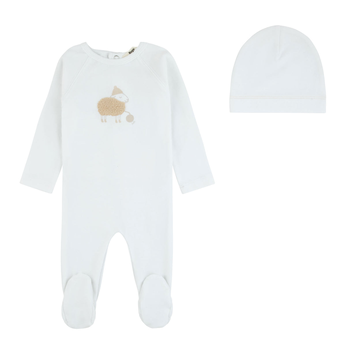 Fuzzy Sheep Footie And Beanie