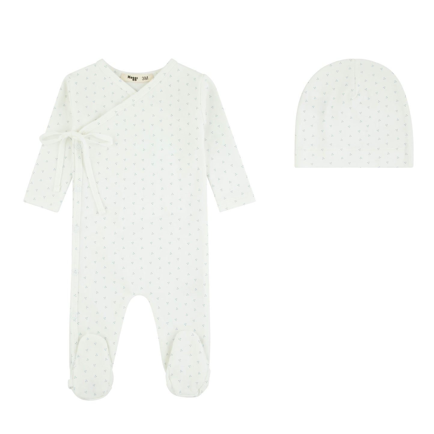 Wrap With Dot Print Footie And Beanie