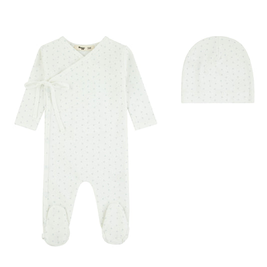 Wrap With Dot Print Footie And Beanie, Boys