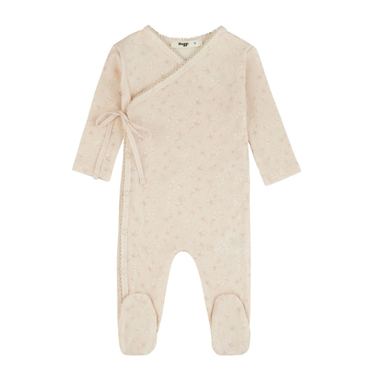Ribbed Floral Wrap Footie, Girls