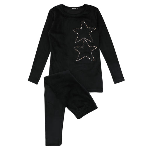 Velour Star Loungewear Set, Black