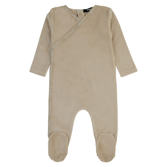 Worded Velour Wrap Trim Footie