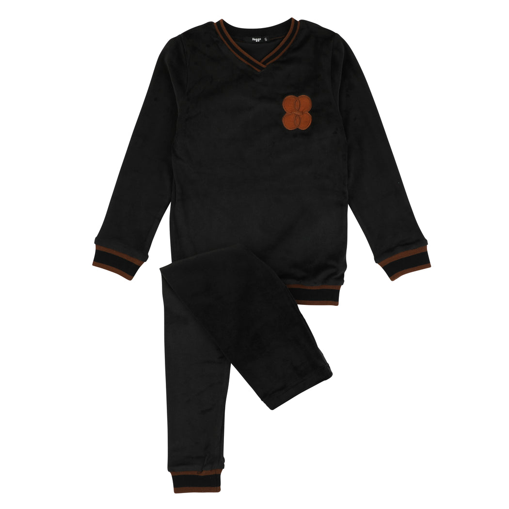 Copper Emblem and Trim Loungewear Set, Black