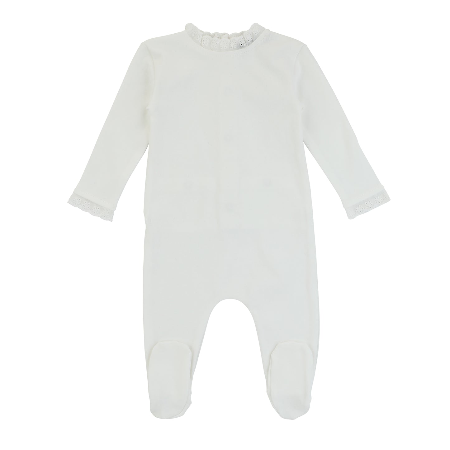 Eyelet Trim Footie, Ivory Girl