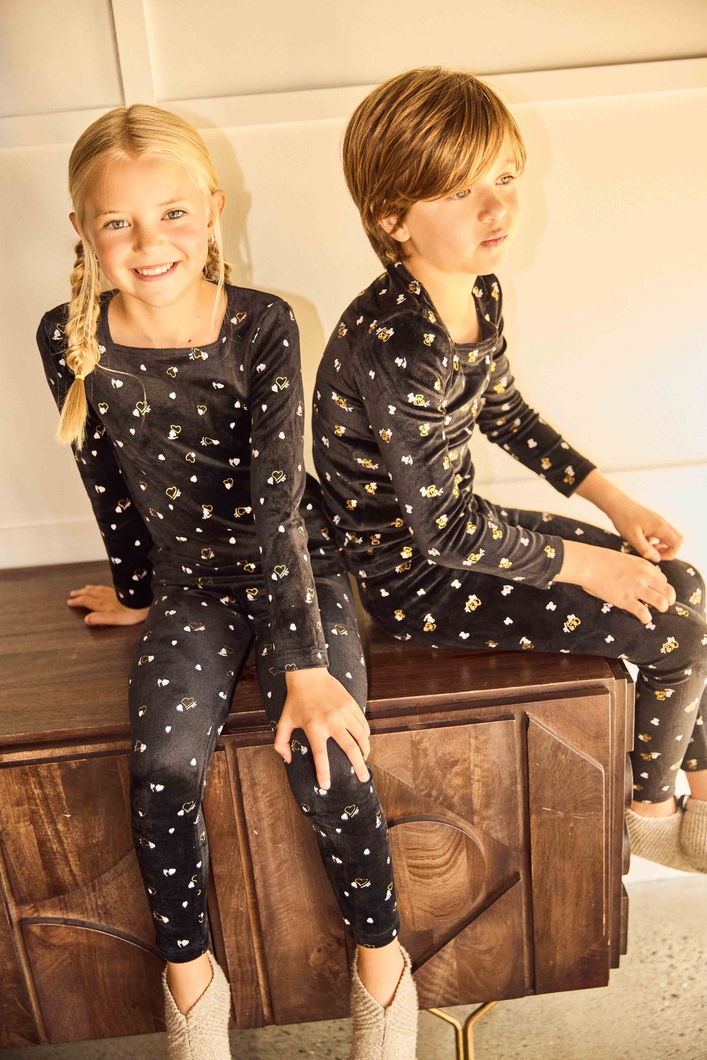 Velour Heart Printed Loungewear Set