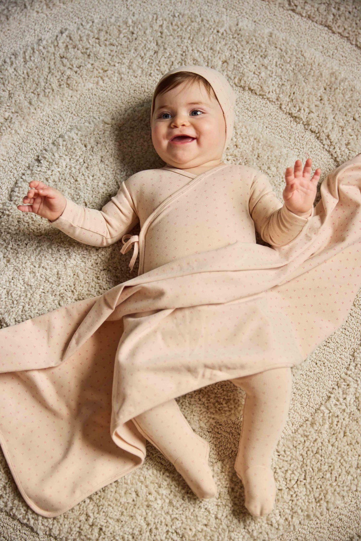 Wrap With Dot Print Footie And Beanie