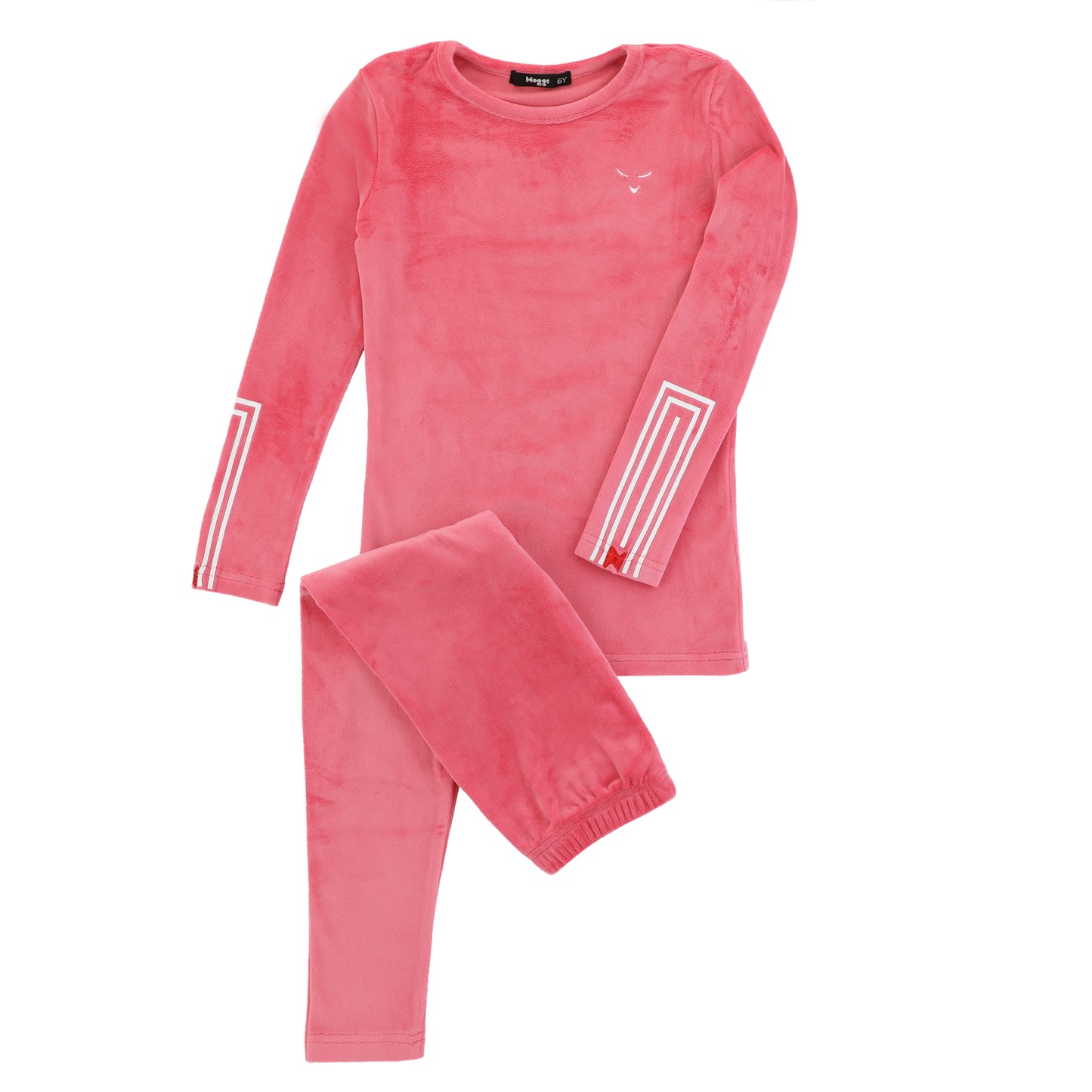 Rectangle Print on Sleeve Loungewear Set, Strawberry Pink