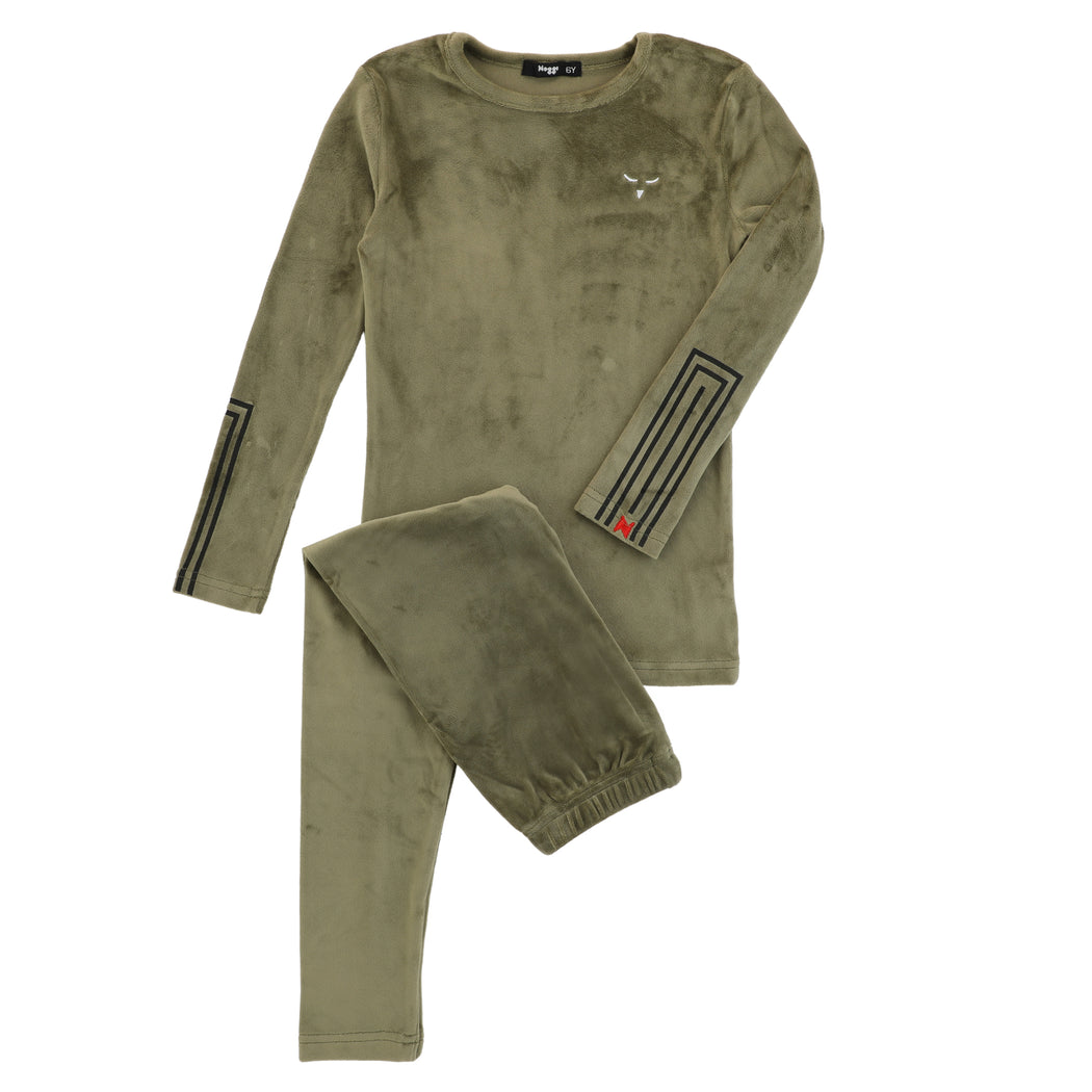 Rectangle Print on Sleeve Loungewear Set, Powder Green