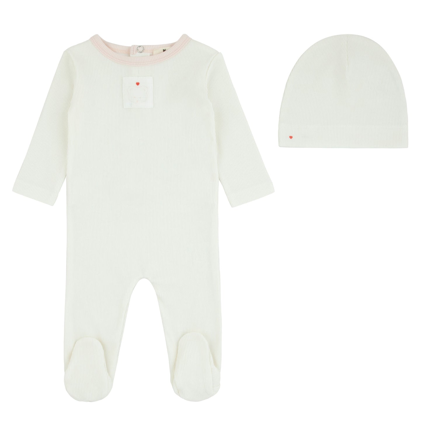 Teddy Patch Footie And Beanie, Girls