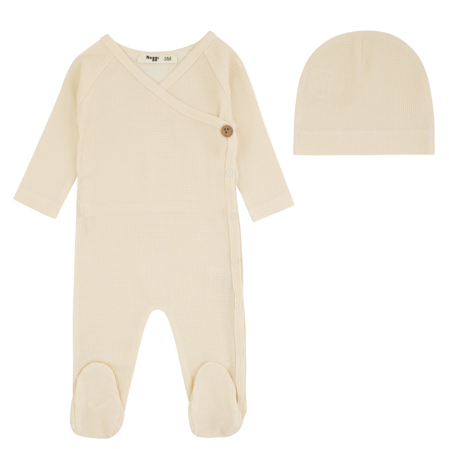 Bamboo Ribbed Striped Wrap Footie And Beanie