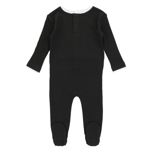 Ribbed Bamboo Footie , Black Boy