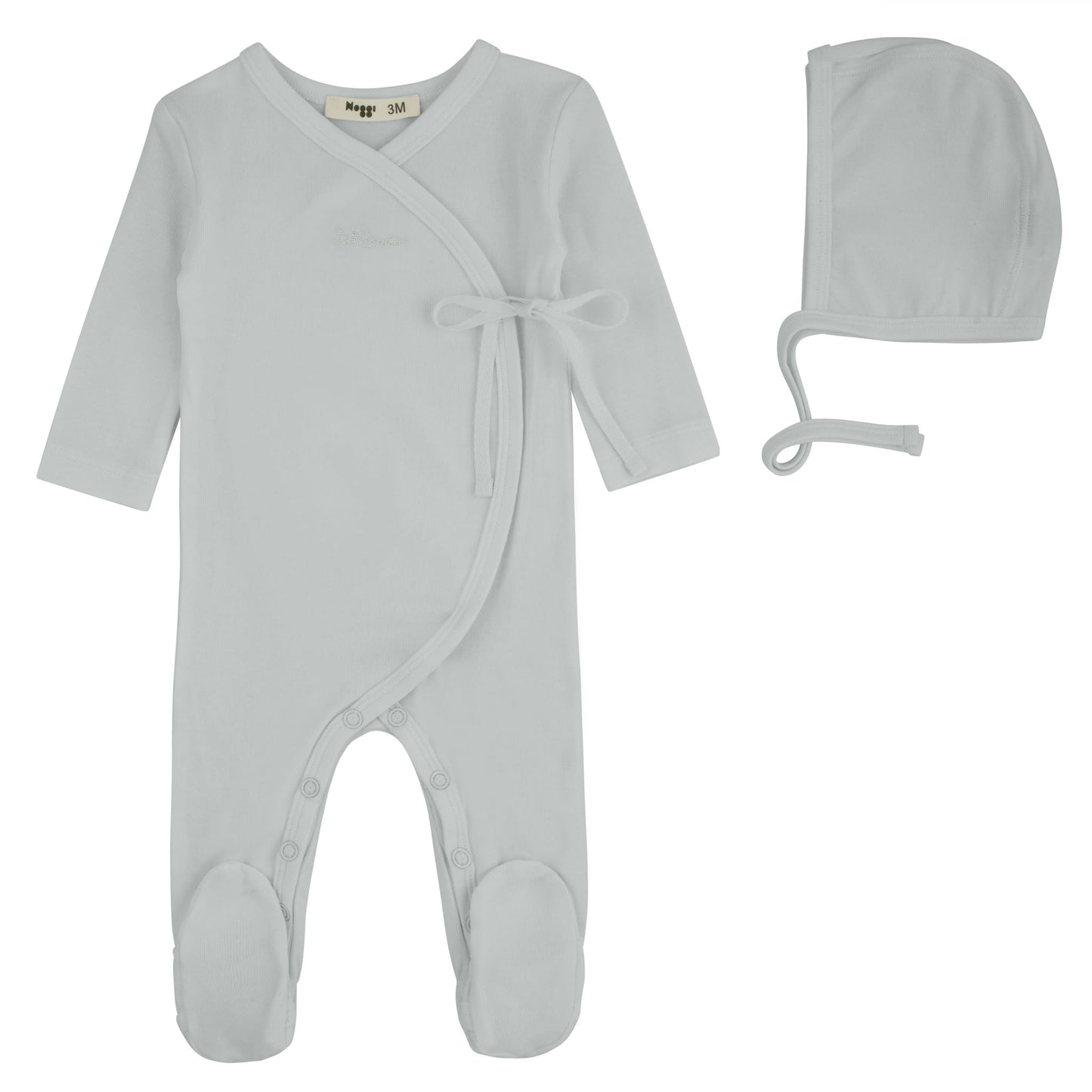 Lil Love Embroidered Wrap Footie And Bonnet, Sky