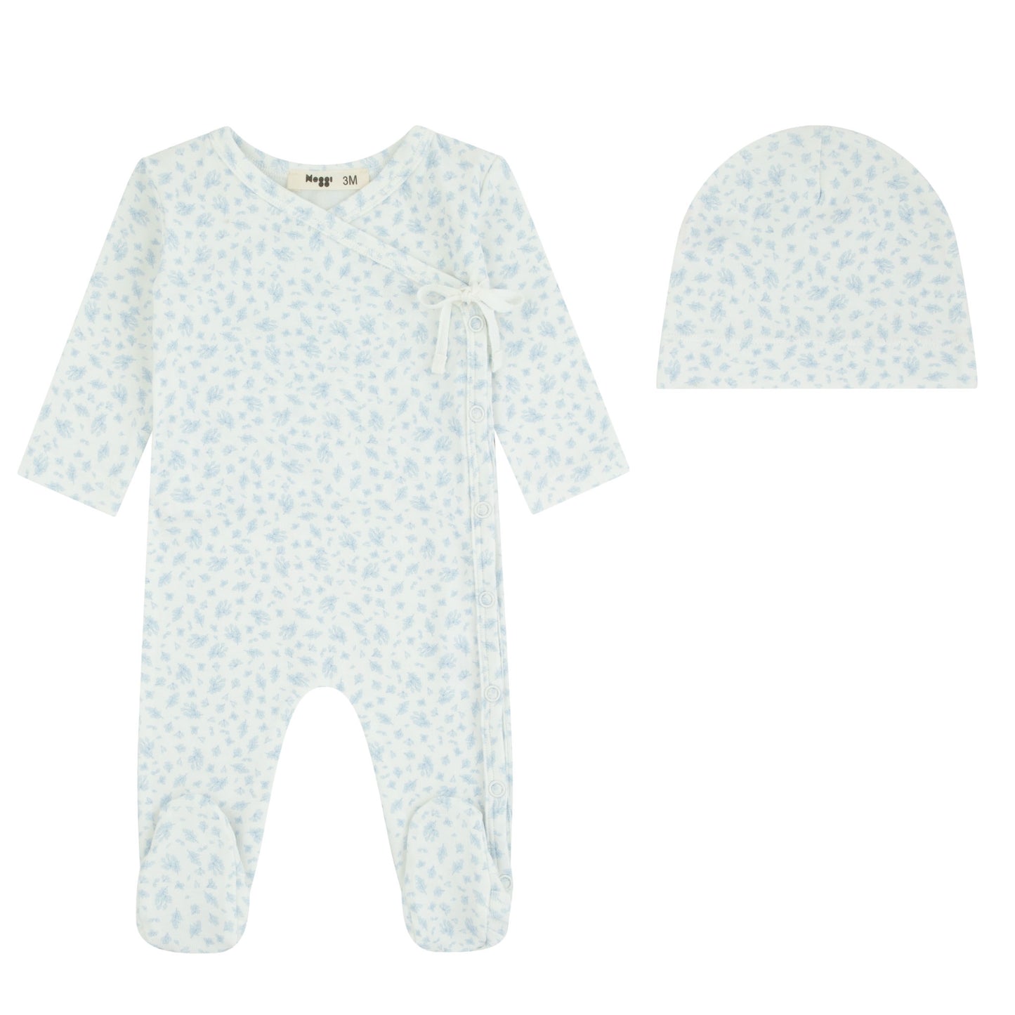 Floral Printed Wrap Footie And Beanie, Boys