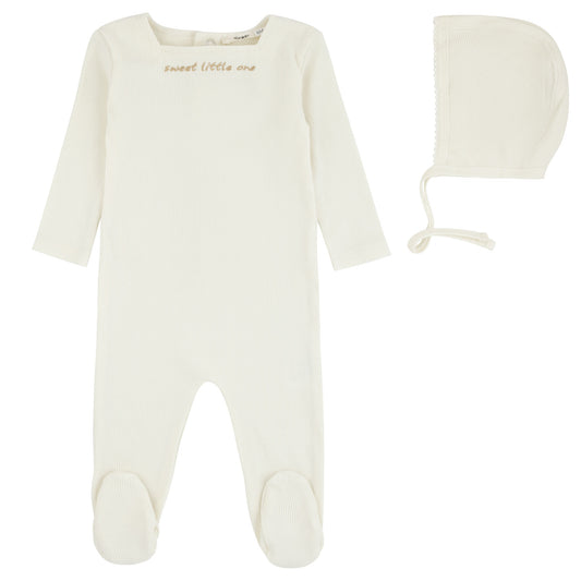Sweet Little One Footie And Bonnet, Ivory