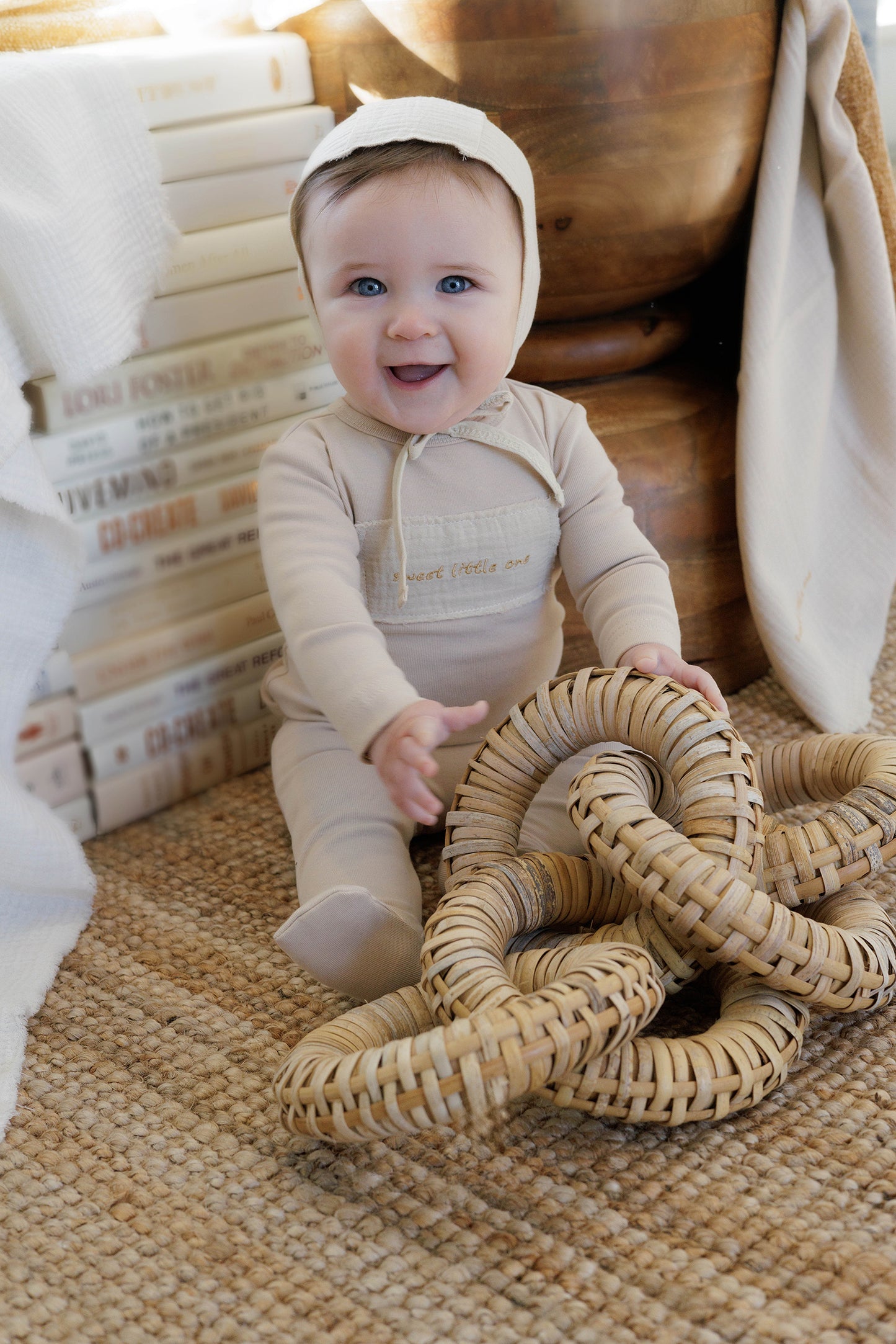 Boys Muslin Patch Bonnet