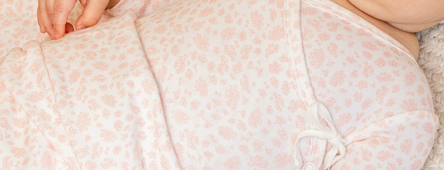 Floral Printed Wrap Footie And Beanie, Girls