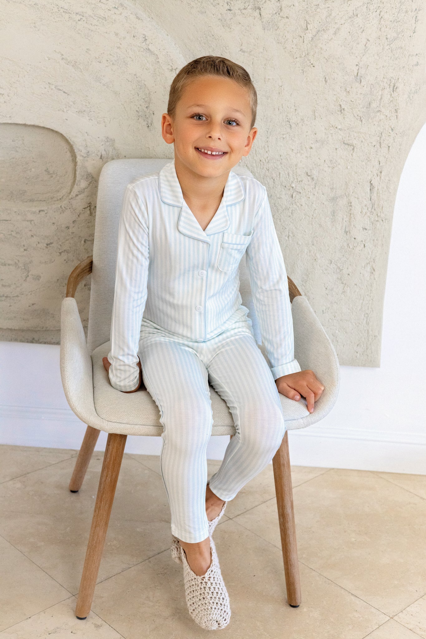 Striped Button Down Loungewear Set, Boys
