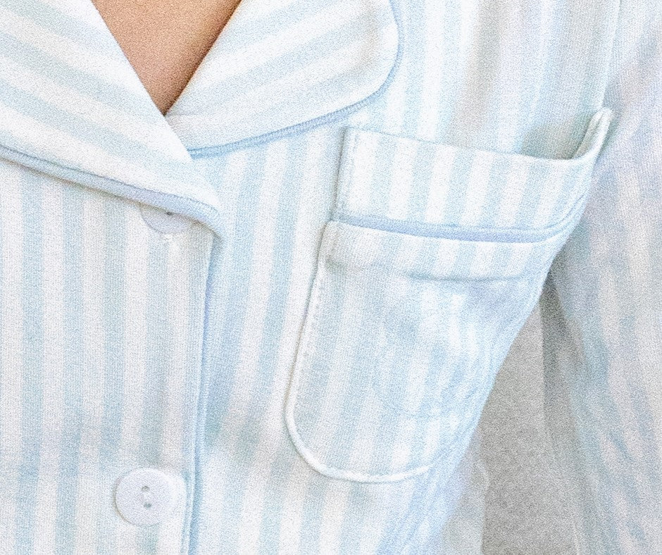 Striped Button Down Footie, Boys