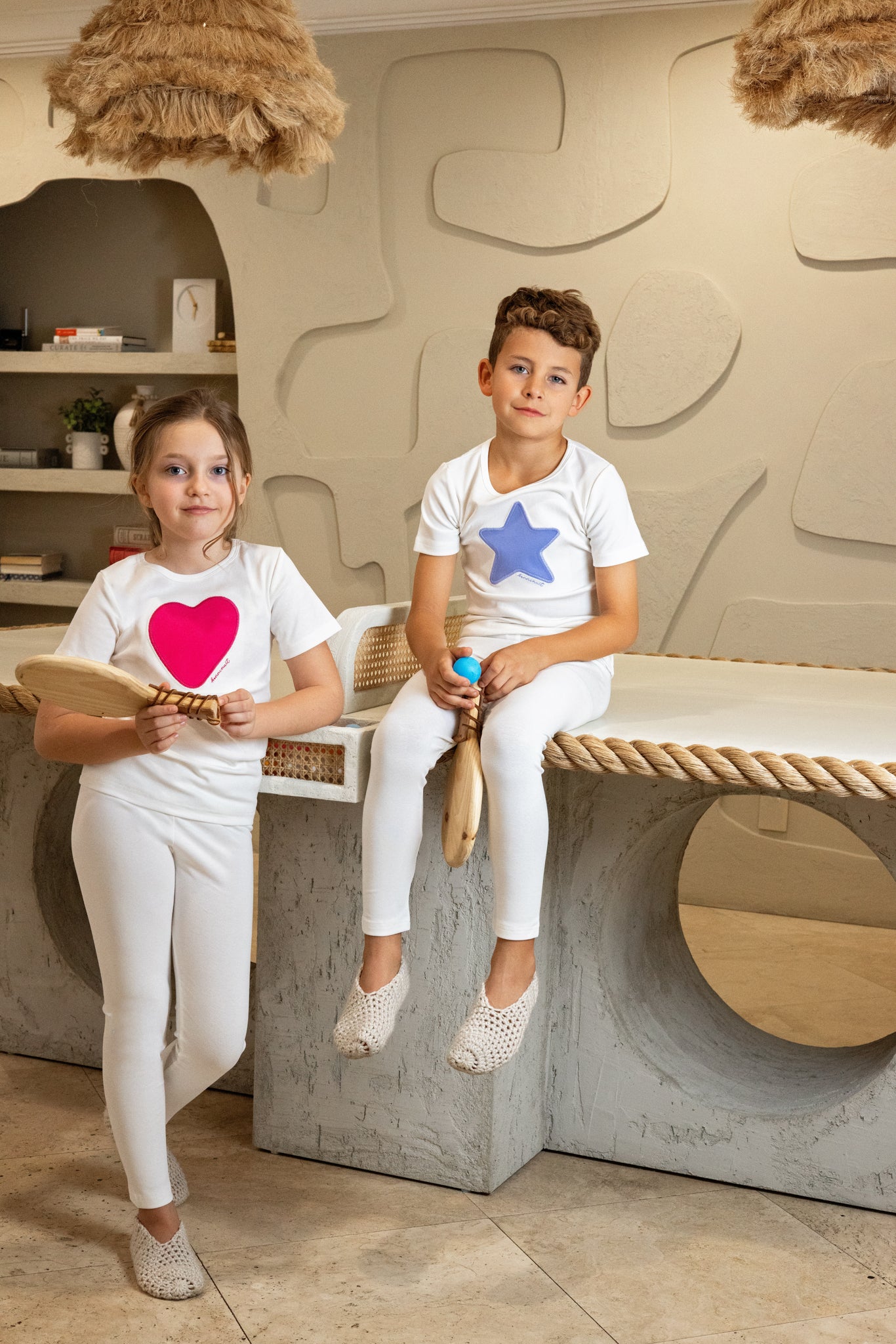 Short Sleeve Heart/Star Loungewear Set, Girls
