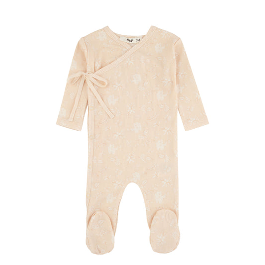 Ribbed Floral Wrap Footie, Boys