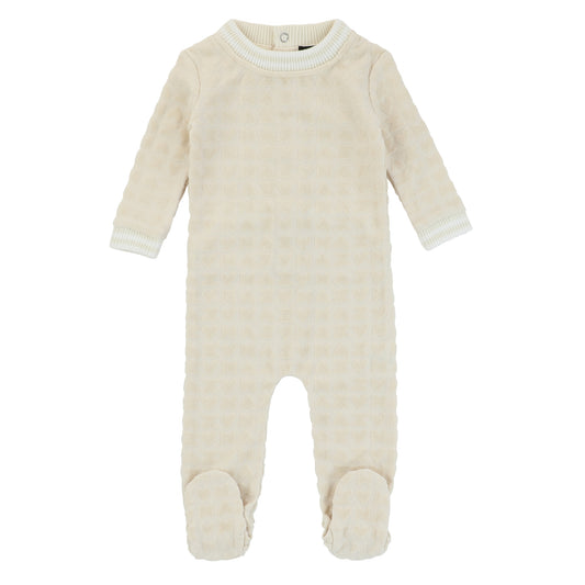 Signature Heart Print Footie, Natural