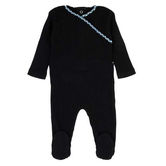 Boys Bamboo Braided Trim Wrap Footie