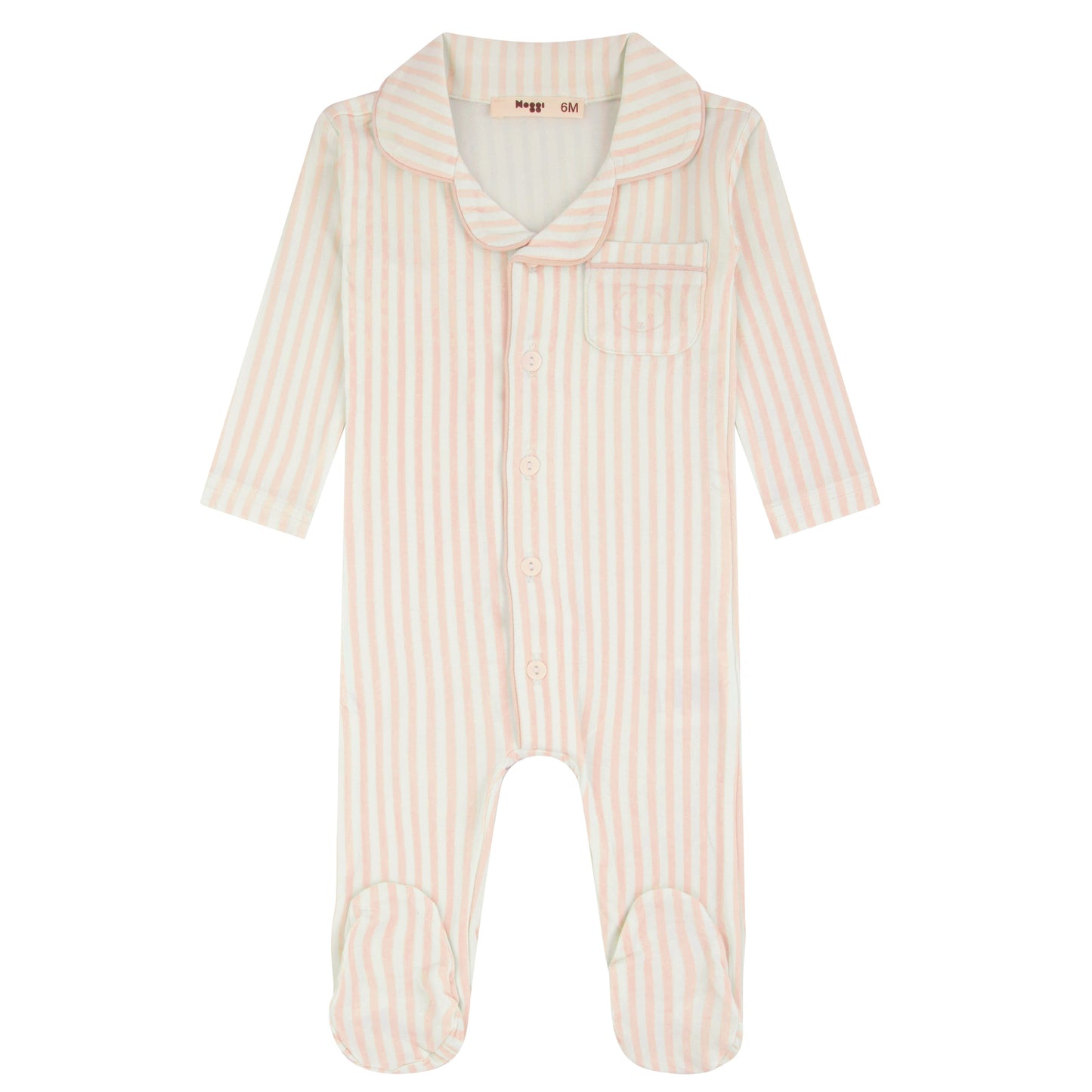 Striped Button Down Footie, Girls