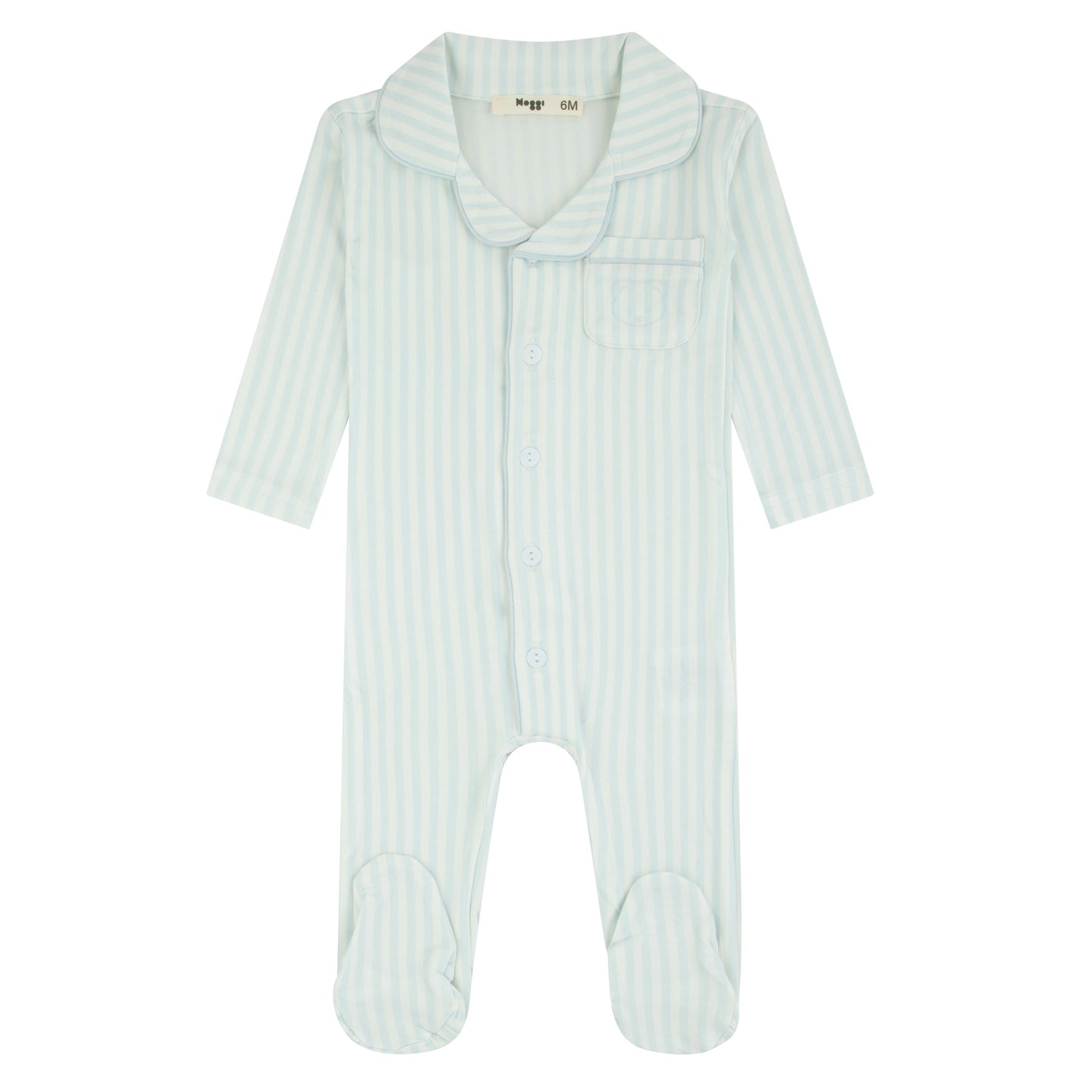 Striped Button Down Footie, Boys