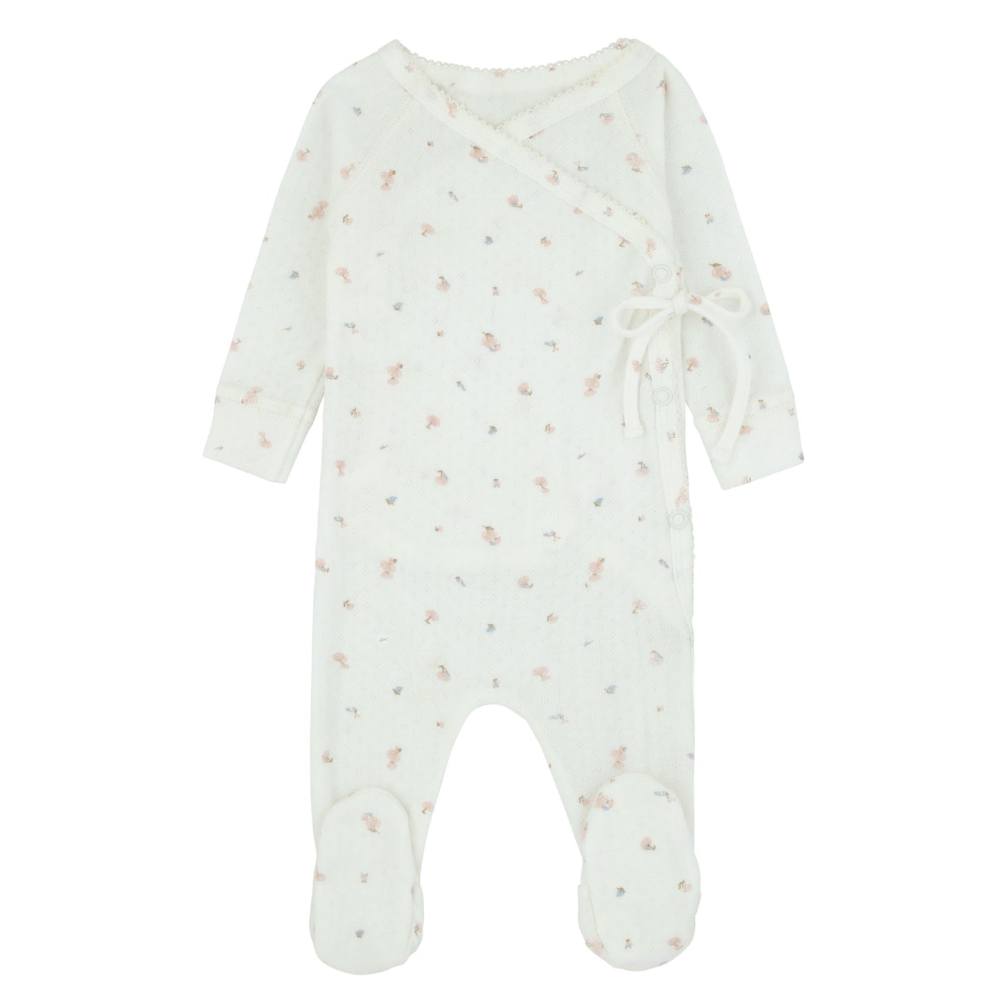 Pointelle Printed Wrap Footie, Girls