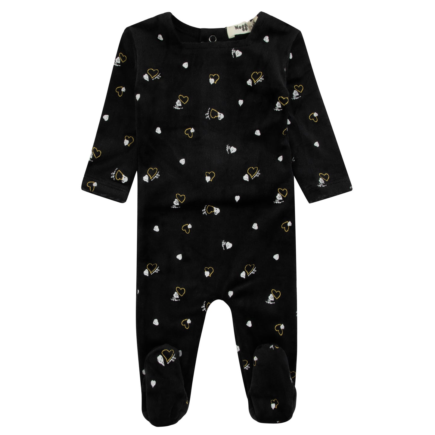 Velour Heart Printed Footie