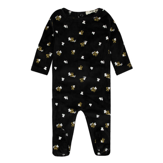 Velour Teddy Printed Footie, Boys