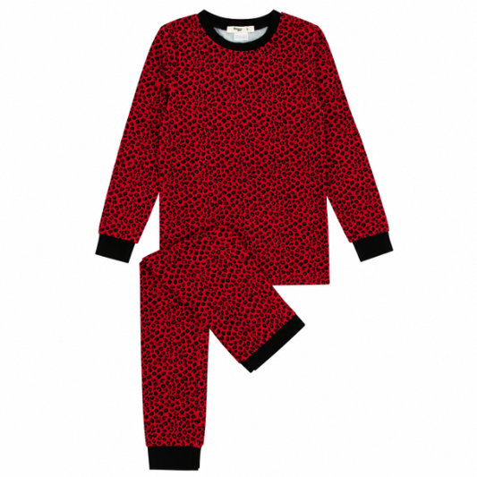 Bamboo Leopard Loungewear Set, Red