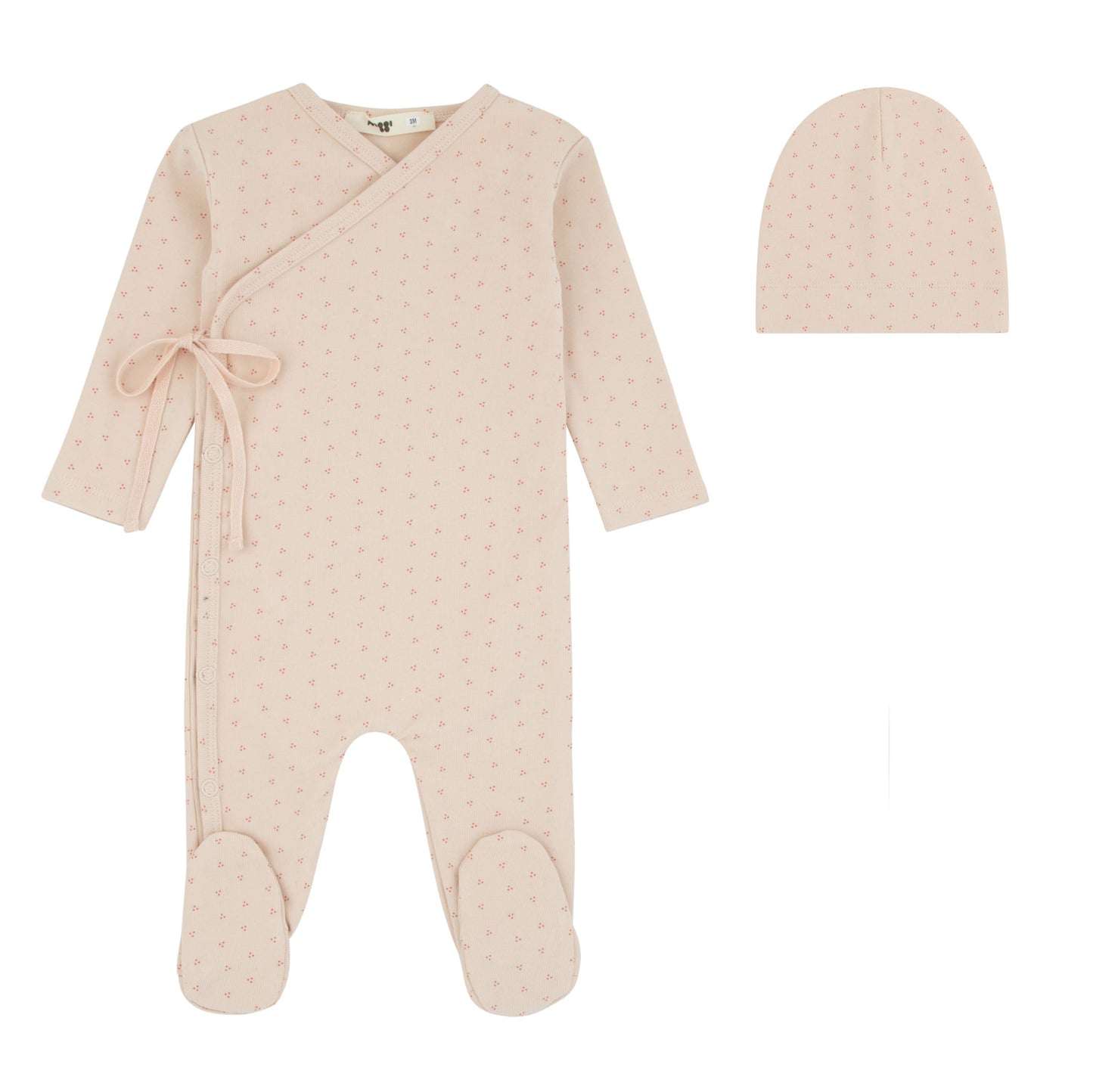 Wrap With Dot Print Footie And Beanie